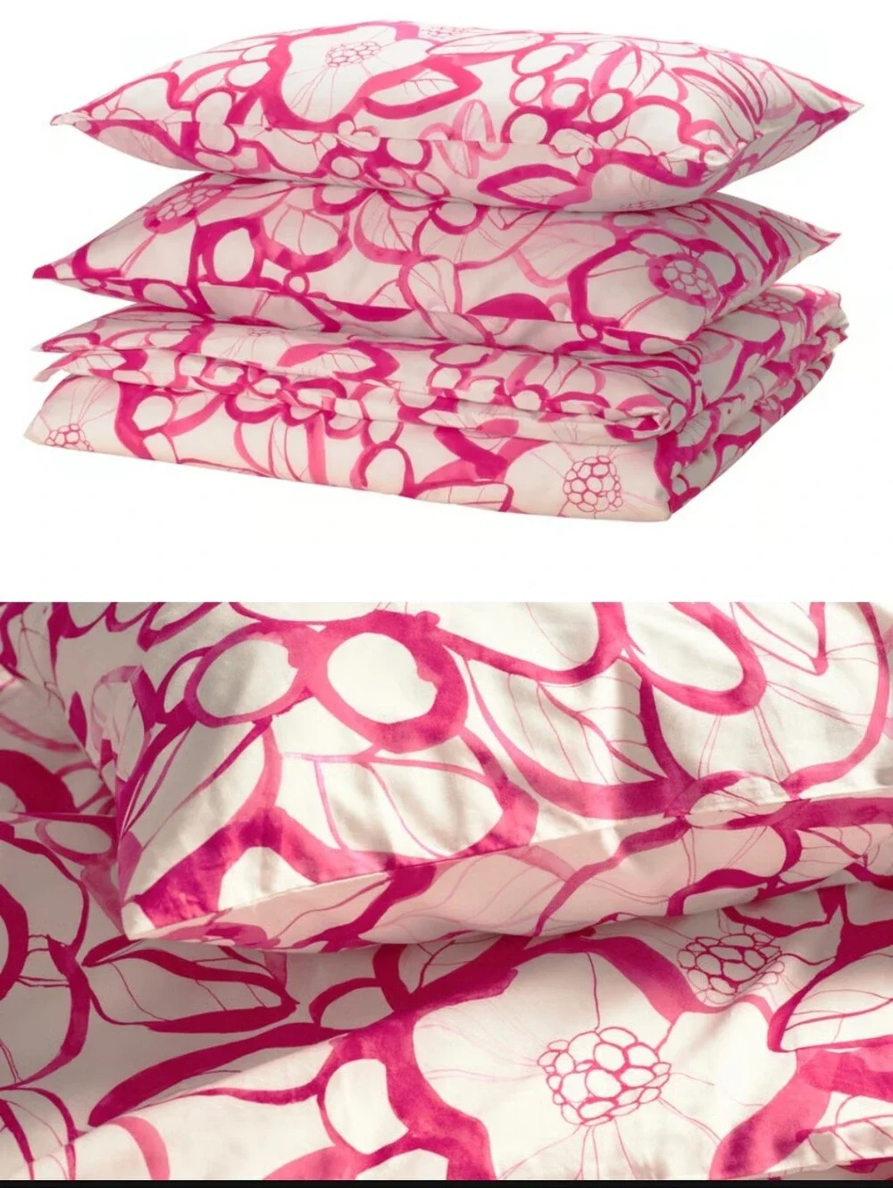 NWT King Size Duvet Set white and pink floral pattern
